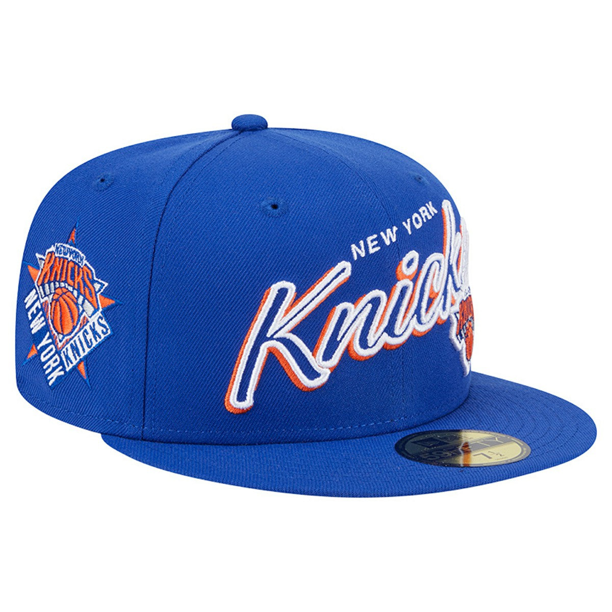 New York Knicks Sport Night Script Sided 59FIFTY Fitted Hat Blue - New Era