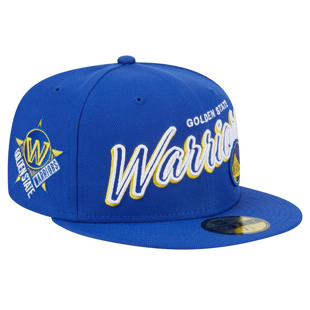 Golden State Warriors Sport Night Script Sided 59FIFTY Fitted Hat Royal - New Era
