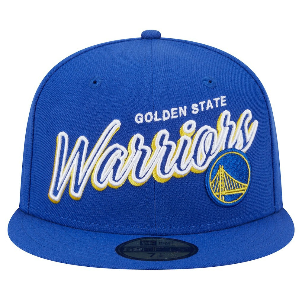 Golden State Warriors Sport Night Script Sided 59FIFTY Fitted Hat Royal - New Era