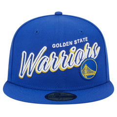 Golden State Warriors Sport Night Script Sided 59FIFTY Fitted Hat Royal - New Era