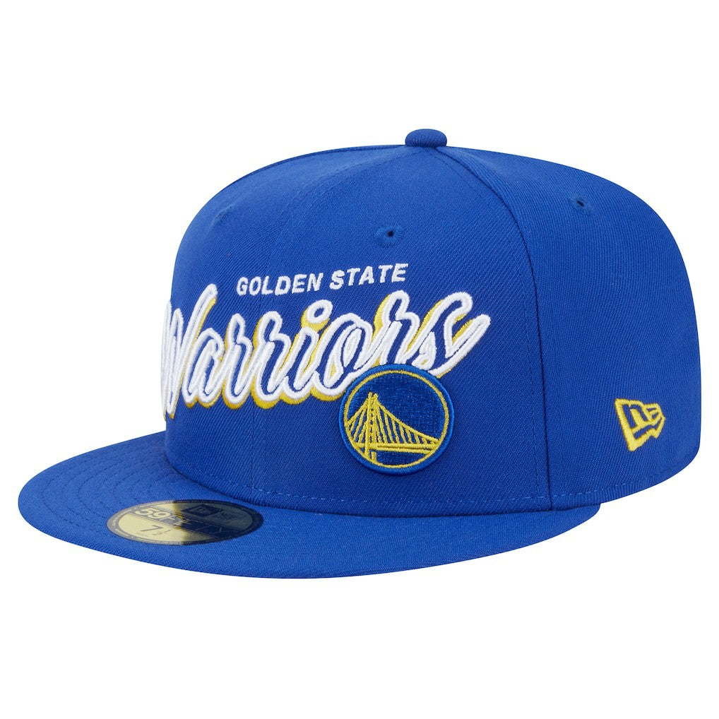 Golden State Warriors Sport Night Script Sided 59FIFTY Fitted Hat Royal - New Era