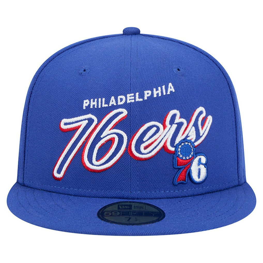 Philadelphia 76ers Sport Night Script Sided 59FIFTY Fitted Hat Royal - New Era