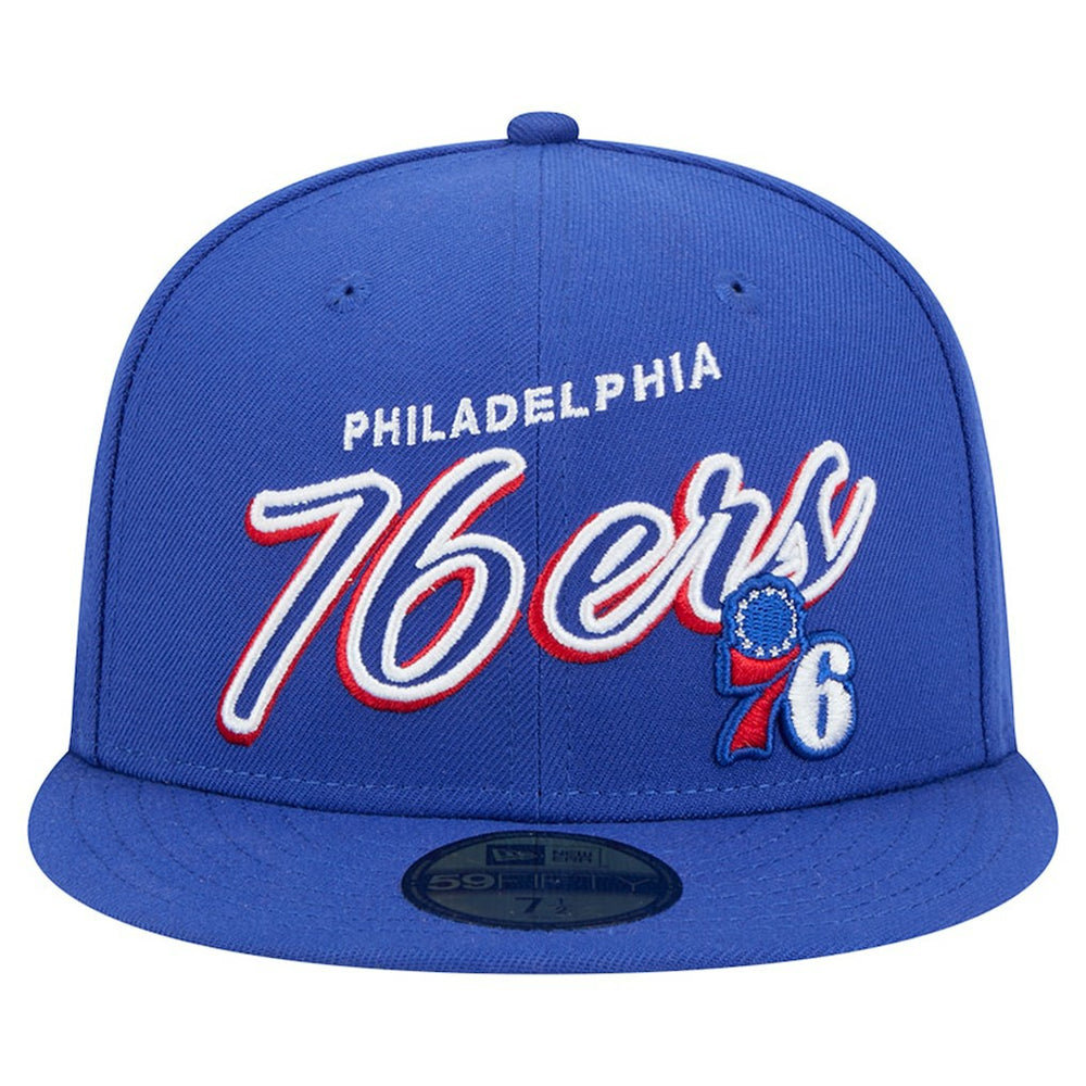 Philadelphia 76ers Sport Night Script Sided 59FIFTY Fitted Hat Royal - New Era