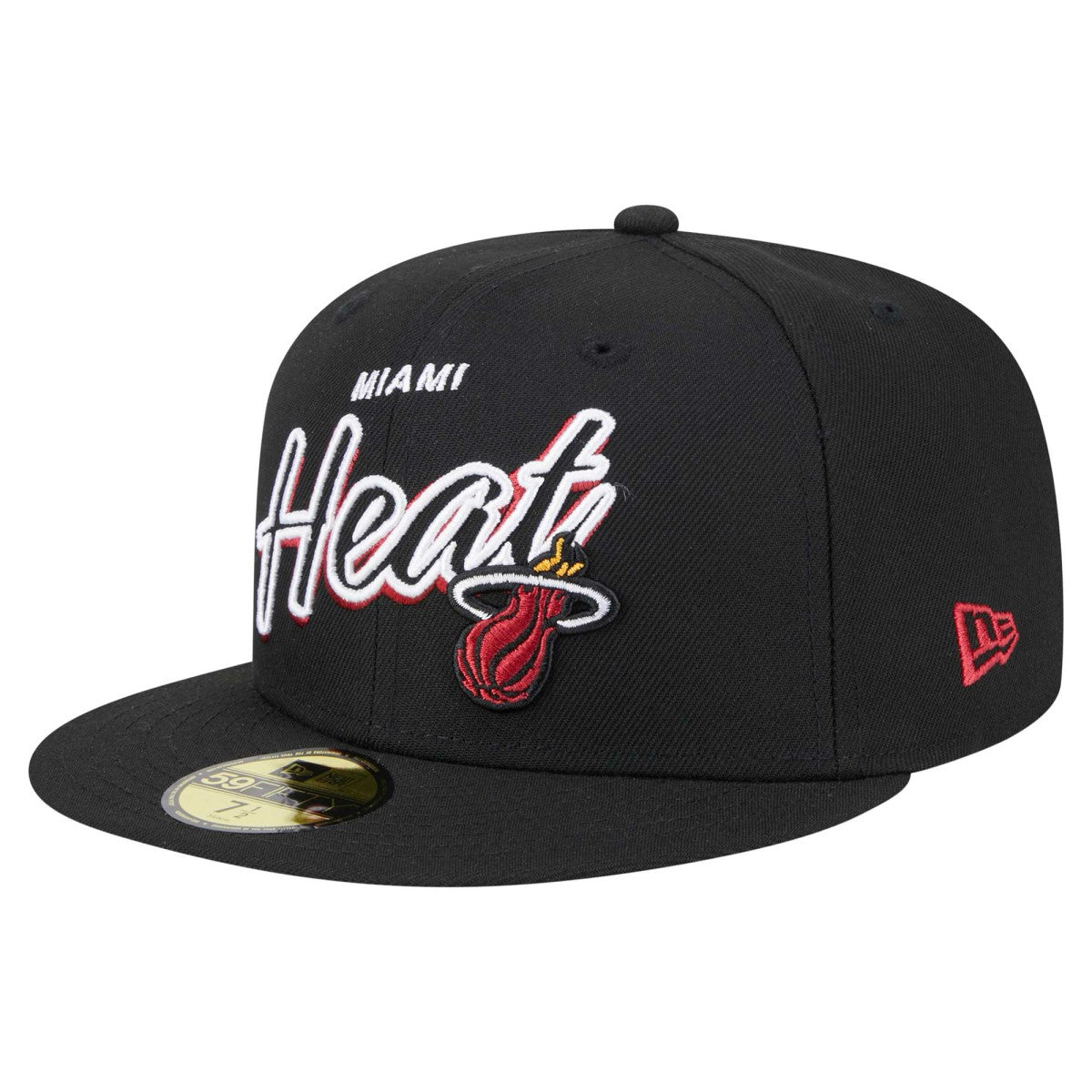 Miami Heat Sport Night Script Sided 59FIFTY Fitted Hat Black - New Era
