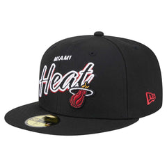Miami Heat Sport Night Script Sided 59FIFTY Fitted Hat Black - New Era
