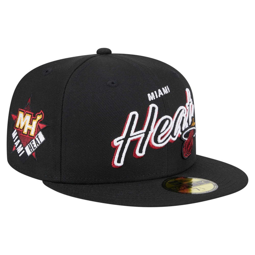Miami Heat Sport Night Script Sided 59FIFTY Fitted Hat Black - New Era