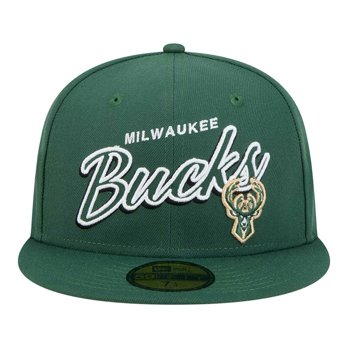 Milwaukee Bucks Sport Night Script Sided 59FIFTY Fitted Hat Hunter Green - New Era