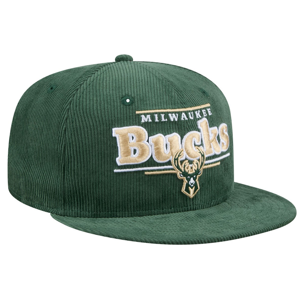 Milwaukee Bucks Throwback Display Corduroy 9FIFTY Snapback Hat Hunter Green - New Era outlet