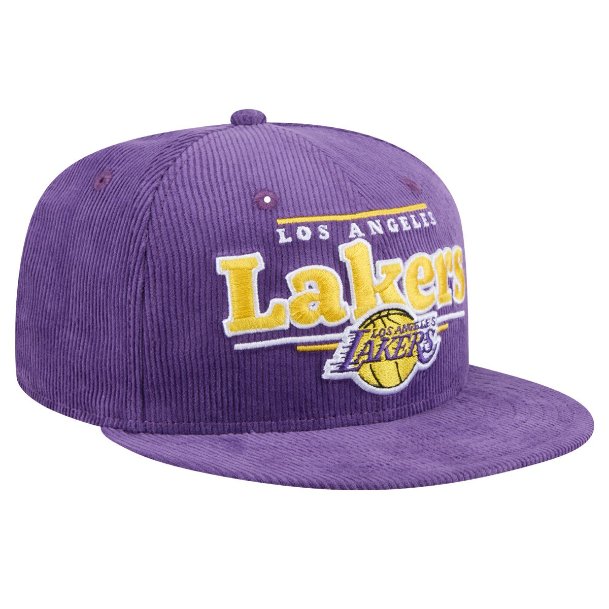 Los Angeles Lakers Throwback Display Corduroy 9FIFTY Snapback Hat Purple - New Era