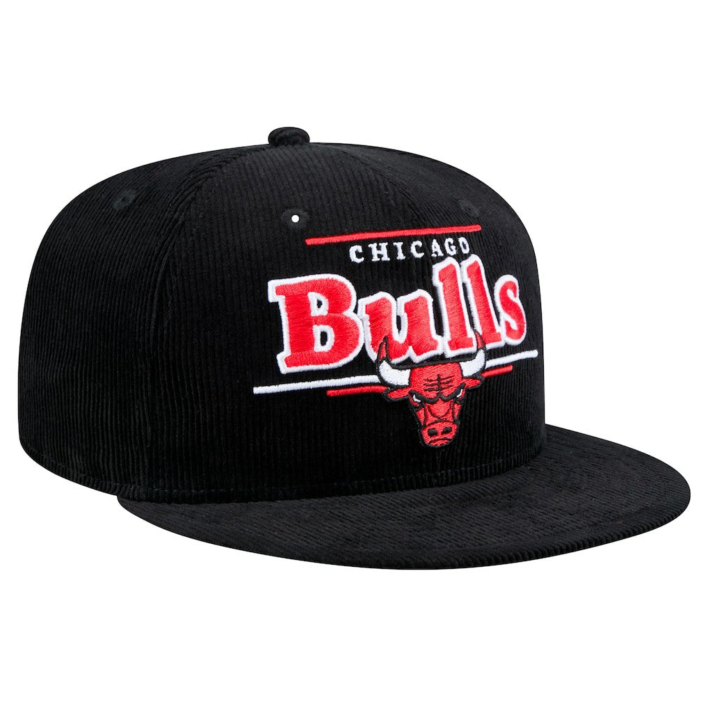 Chicago Bulls Throwback Display Corduroy 9FIFTY Snapback Hat Black - New Era