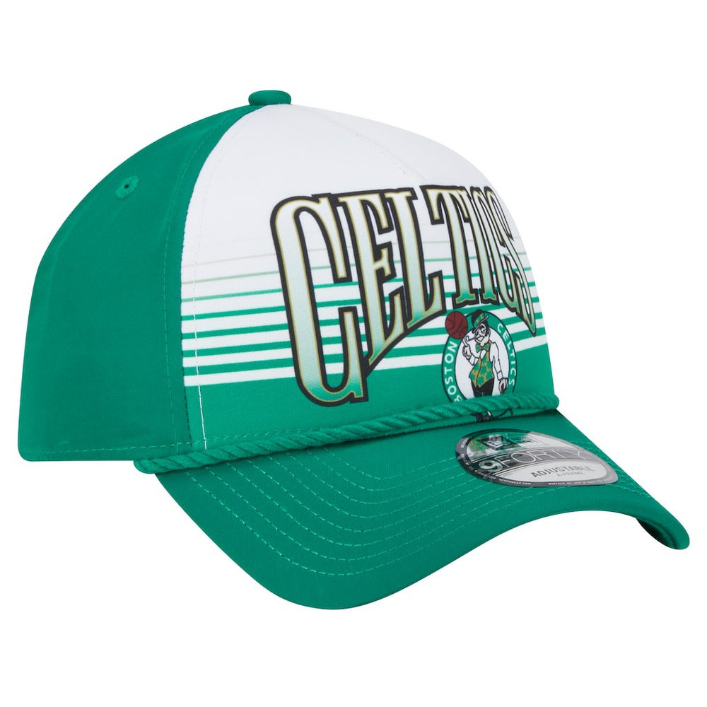Boston Celtics Kelly Green Throwback Gradient A-Frame 9FORTY Adjustable Hat - New Era