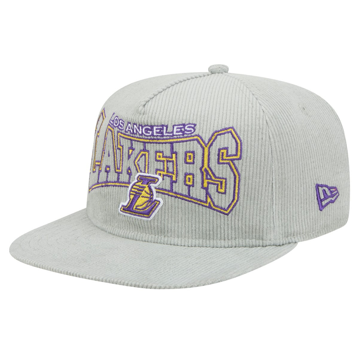 Los Angeles Lakers Throwback Corduroy Golfer Snapback Hat Gray - New Era
