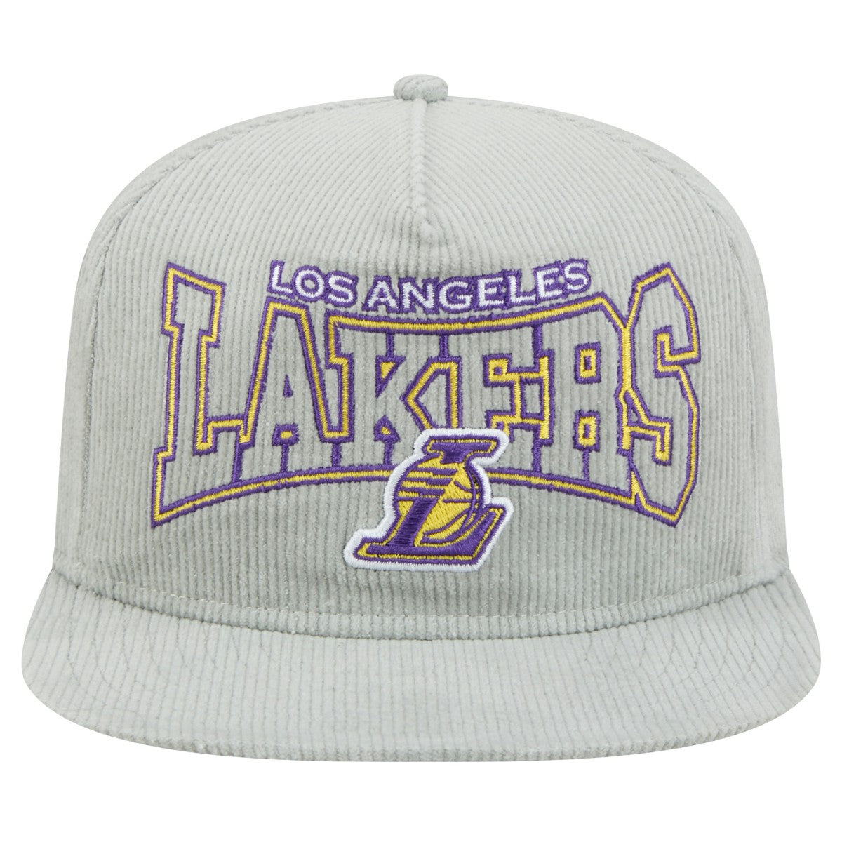 Los Angeles Lakers Throwback Corduroy Golfer Snapback Hat Gray - New Era