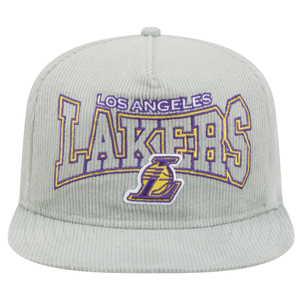 Los Angeles Lakers Throwback Corduroy Golfer Snapback Hat Gray - New Era