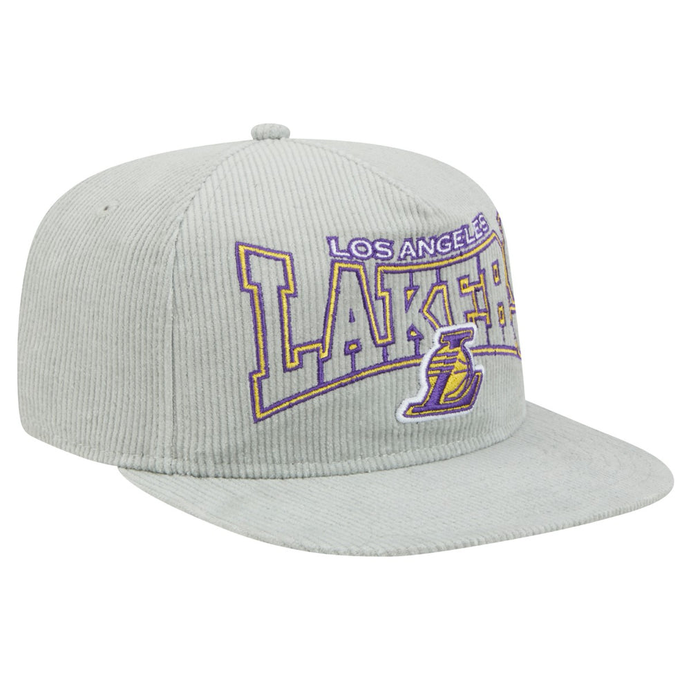 Los Angeles Lakers Throwback Corduroy Golfer Snapback Hat Gray - New Era