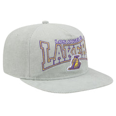 Los Angeles Lakers Throwback Corduroy Golfer Snapback Hat Gray - New Era