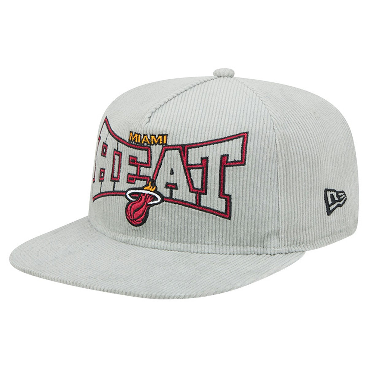 Miami Heat Throwback Corduroy Golfer Snapback Hat Gray - New Era