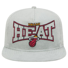 Miami Heat Throwback Corduroy Golfer Snapback Hat Gray - New Era