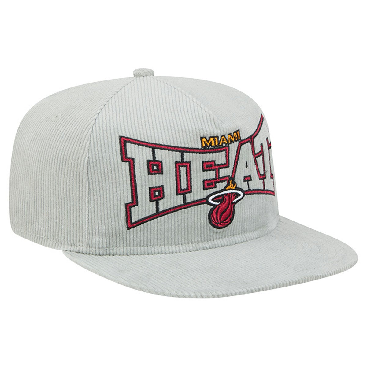 Miami Heat Throwback Corduroy Golfer Snapback Hat Gray - New Era