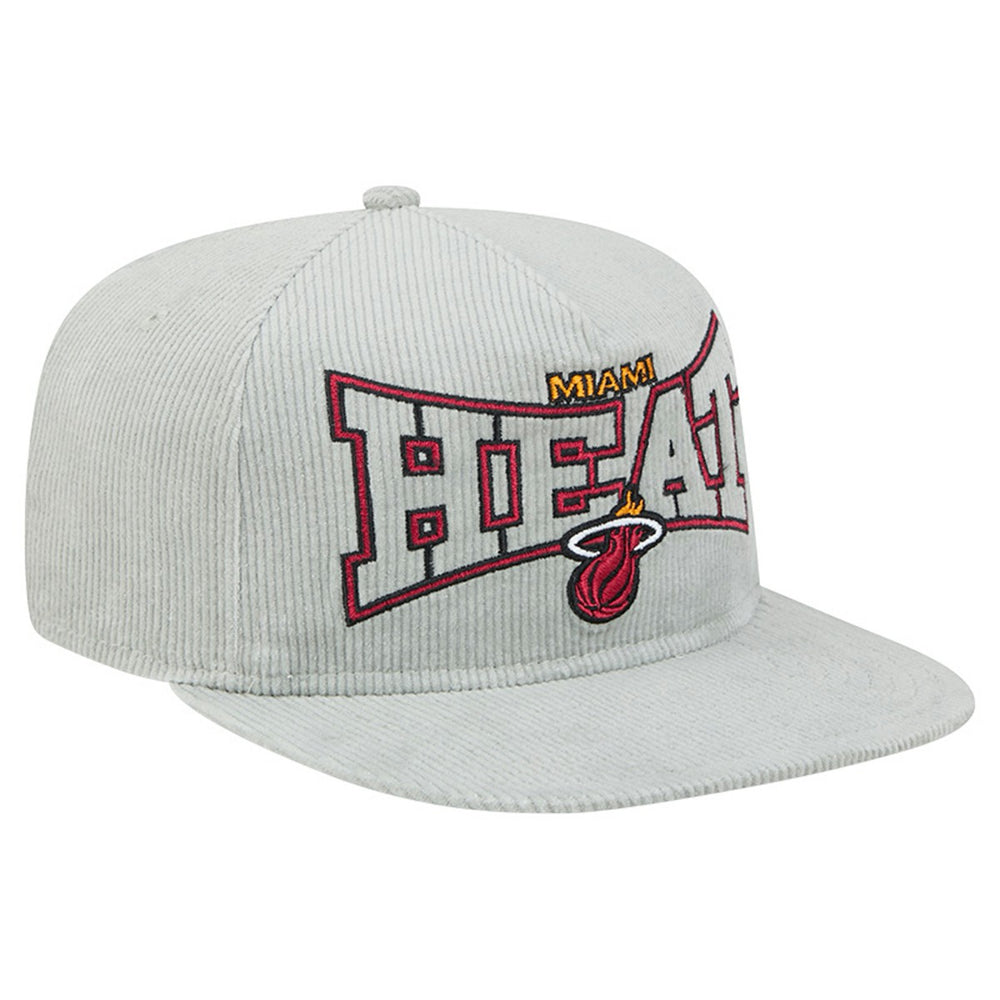 Miami Heat Throwback Corduroy Golfer Snapback Hat Gray - New Era