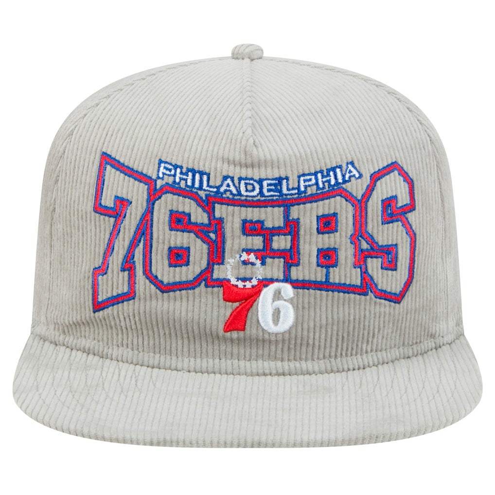 Philadelphia 76ers Throwback Corduroy Golfer Snapback Hat Gray - New Era