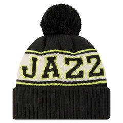 Utah Jazz Throwback Retro Cuffed Knit Hat with Pom Black - New Era