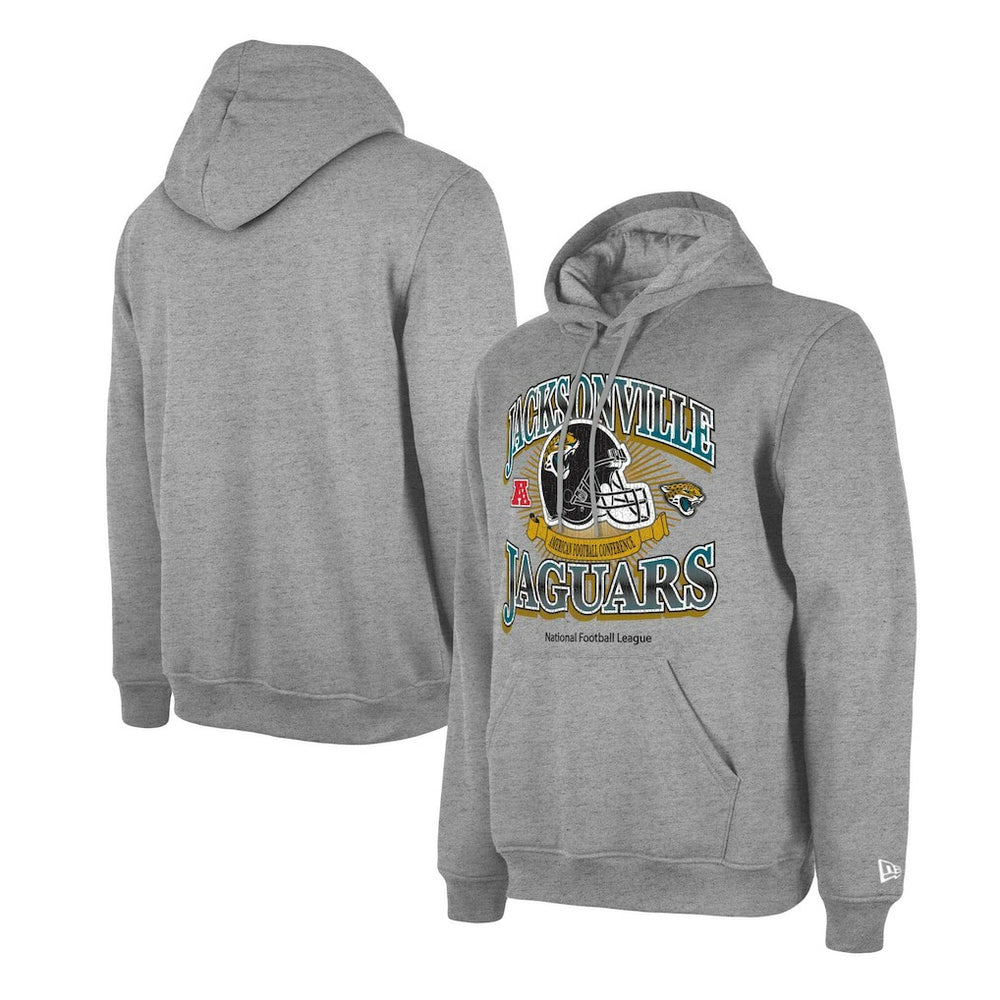Jacksonville Jaguars New Era Retro Pullover Hoodie - Heather Gray Hoodies