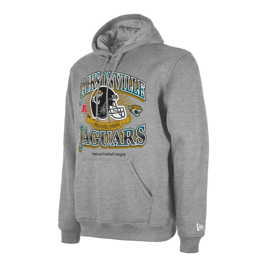 Jacksonville Jaguars New Era Retro Pullover Hoodie - Heather Gray Hoodies