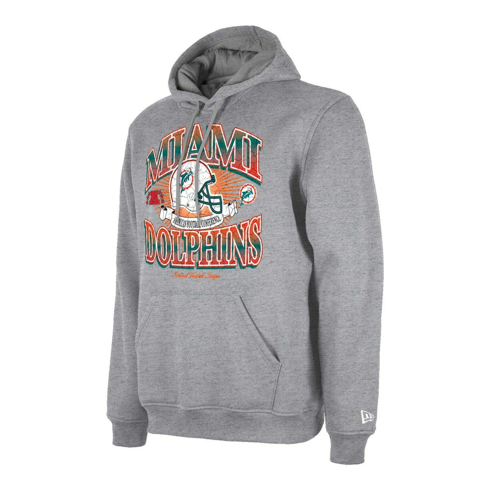 Miami Dolphins New Era Retro Pullover Hoodie - Heather Gray Hoodies