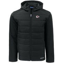 Kansas City Chiefs Cutter & Buck Big & Tall Evoke Hybrid Eco Softshell Recycled Full-Zip Hooded Jacket - Black Jackets