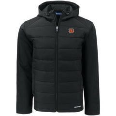 Cincinnati Bengals Cutter & Buck Big & Tall Evoke Hybrid Eco Softshell Recycled Full-Zip Hooded Jacket - Black Jackets