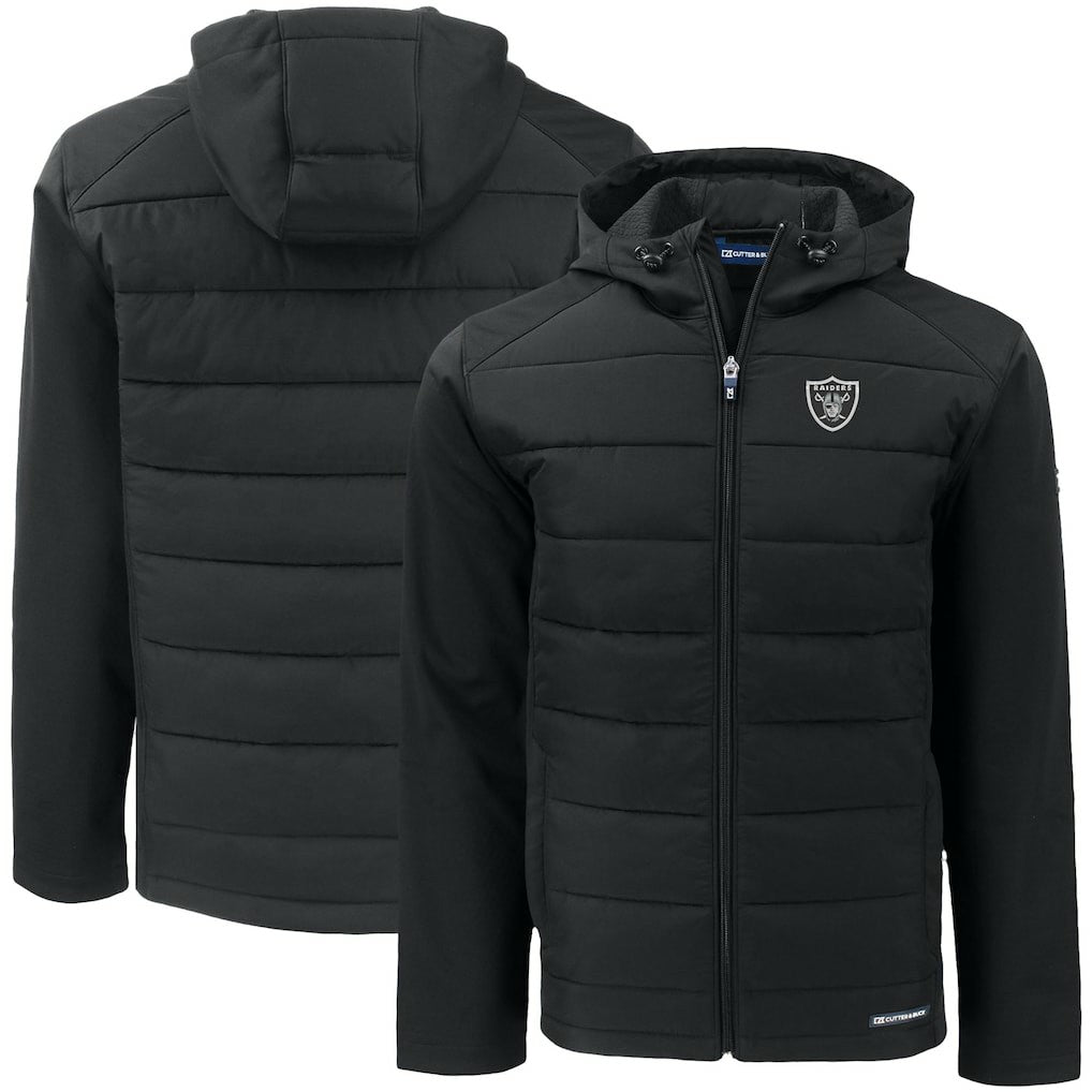 Las Vegas Raiders Cutter & Buck Big & Tall Evoke Hybrid Eco Softshell Recycled Full-Zip Hooded Jacket - Black Jackets