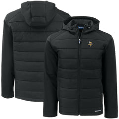 Minnesota Vikings Cutter & Buck Big & Tall Evoke Hybrid Eco Softshell Recycled Full-Zip Hooded Jacket - Black Jackets