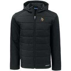 Minnesota Vikings Cutter & Buck Big & Tall Evoke Hybrid Eco Softshell Recycled Full-Zip Hooded Jacket - Black Jackets