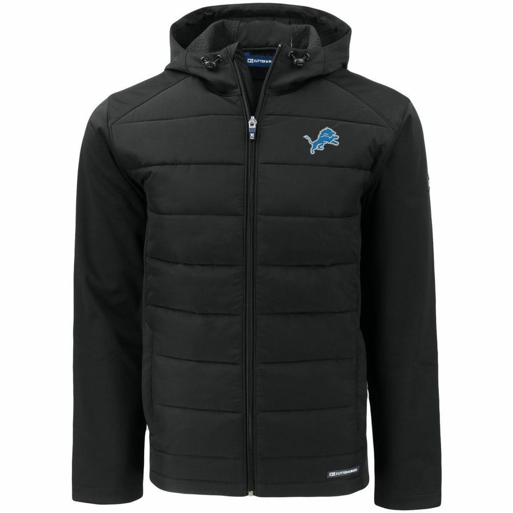 Detroit Lions Cutter & Buck Big & Tall Evoke Hybrid Eco Softshell Recycled Full-Zip Hooded Jacket - Black Jackets