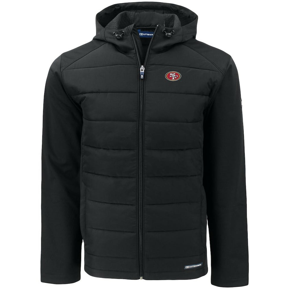 San Francisco 49ers Cutter & Buck Big & Tall Evoke Hybrid Eco Softshell Recycled Full-Zip Hooded Jacket - Black Jackets