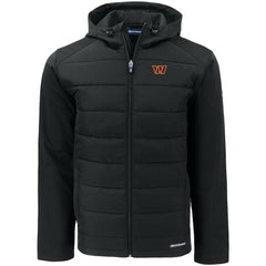 Washington Commanders Cutter & Buck Big & Tall Evoke Hybrid Eco Softshell Recycled Full-Zip Hooded Jacket - Black Jackets