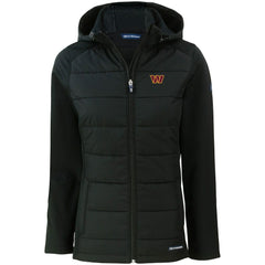 Washington Commanders Cutter & Buck Women's Evoke PrimaLoft Hybrid Eco Softshell Recycled Full-Zip Hooded Jacket - Black Jackets