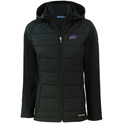 Buffalo Bills Cutter & Buck Women's Evoke PrimaLoft Hybrid Eco Softshell Recycled Full-Zip Hooded Jacket - Black Jackets