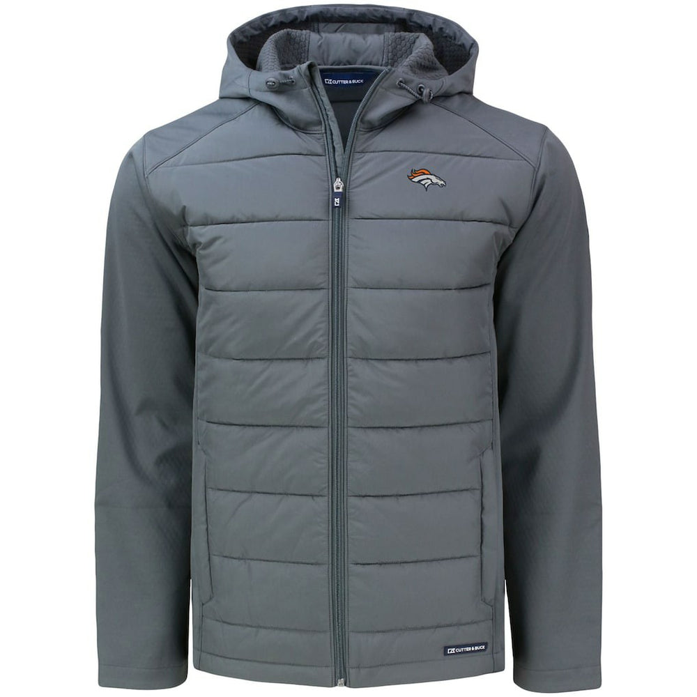 Denver Broncos Cutter & Buck Evoke PrimaLoft Hybrid Eco Softshell Recycled Full-Zip Hooded Jacket - Gray Jackets