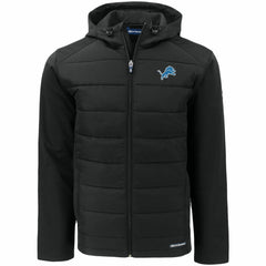 Detroit Lions Cutter & Buck Evoke PrimaLoft Hybrid Eco Softshell Recycled Full-Zip Hooded Jacket - Black Jackets
