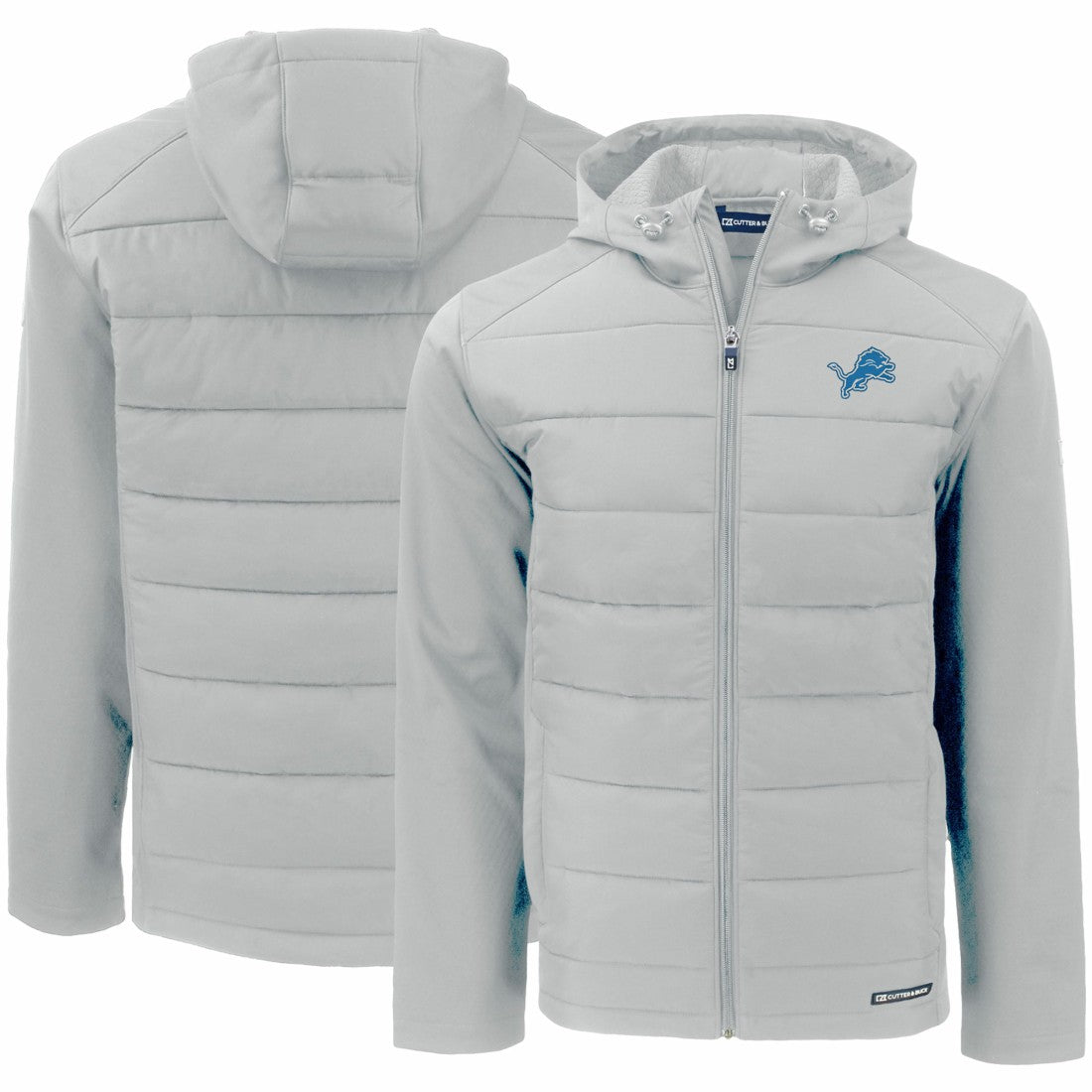 Detroit Lions Cutter & Buck Evoke PrimaLoft Hybrid Eco Softshell Recycled Full-Zip Hooded Jacket - Gray Jackets