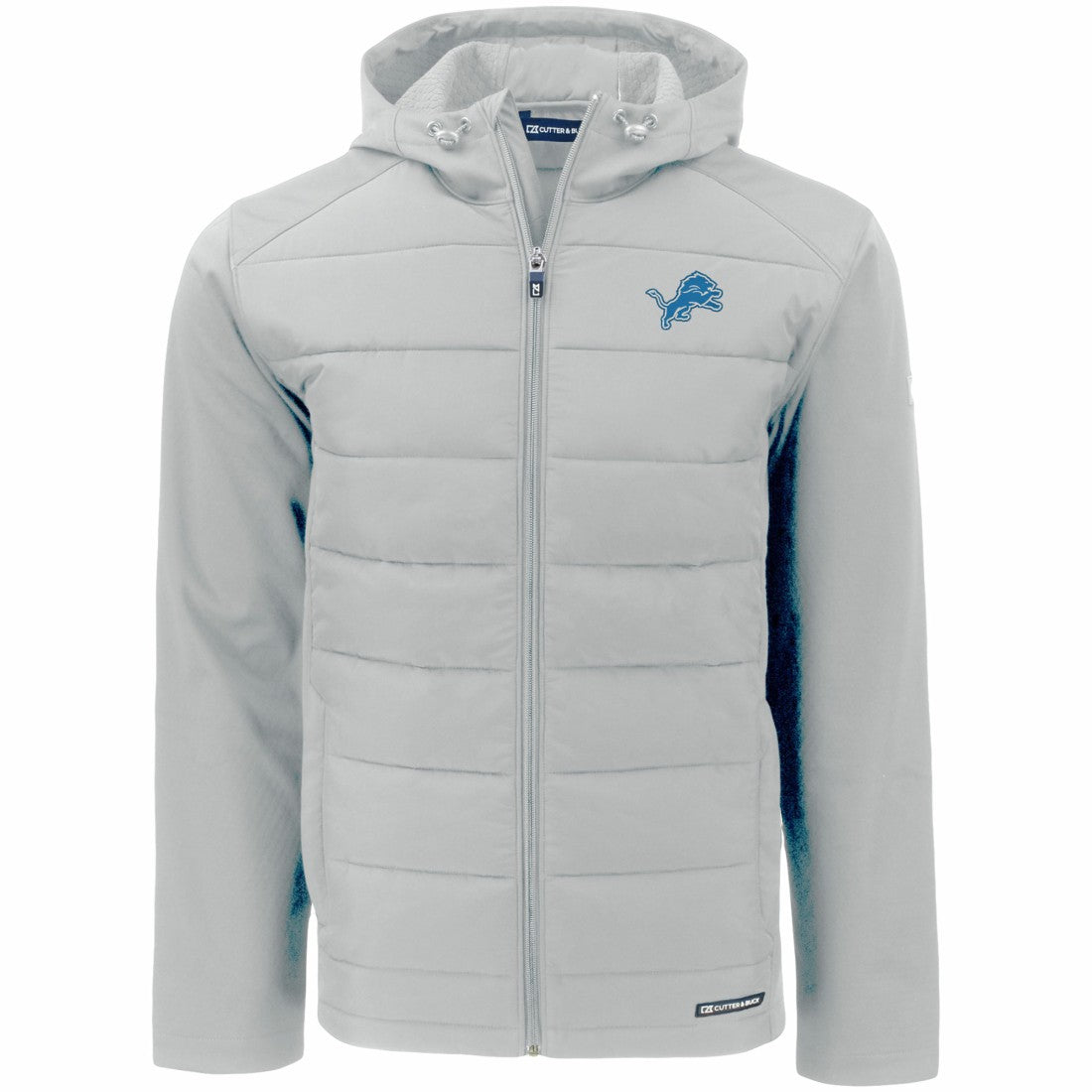 Detroit Lions Cutter & Buck Evoke PrimaLoft Hybrid Eco Softshell Recycled Full-Zip Hooded Jacket - Gray Jackets