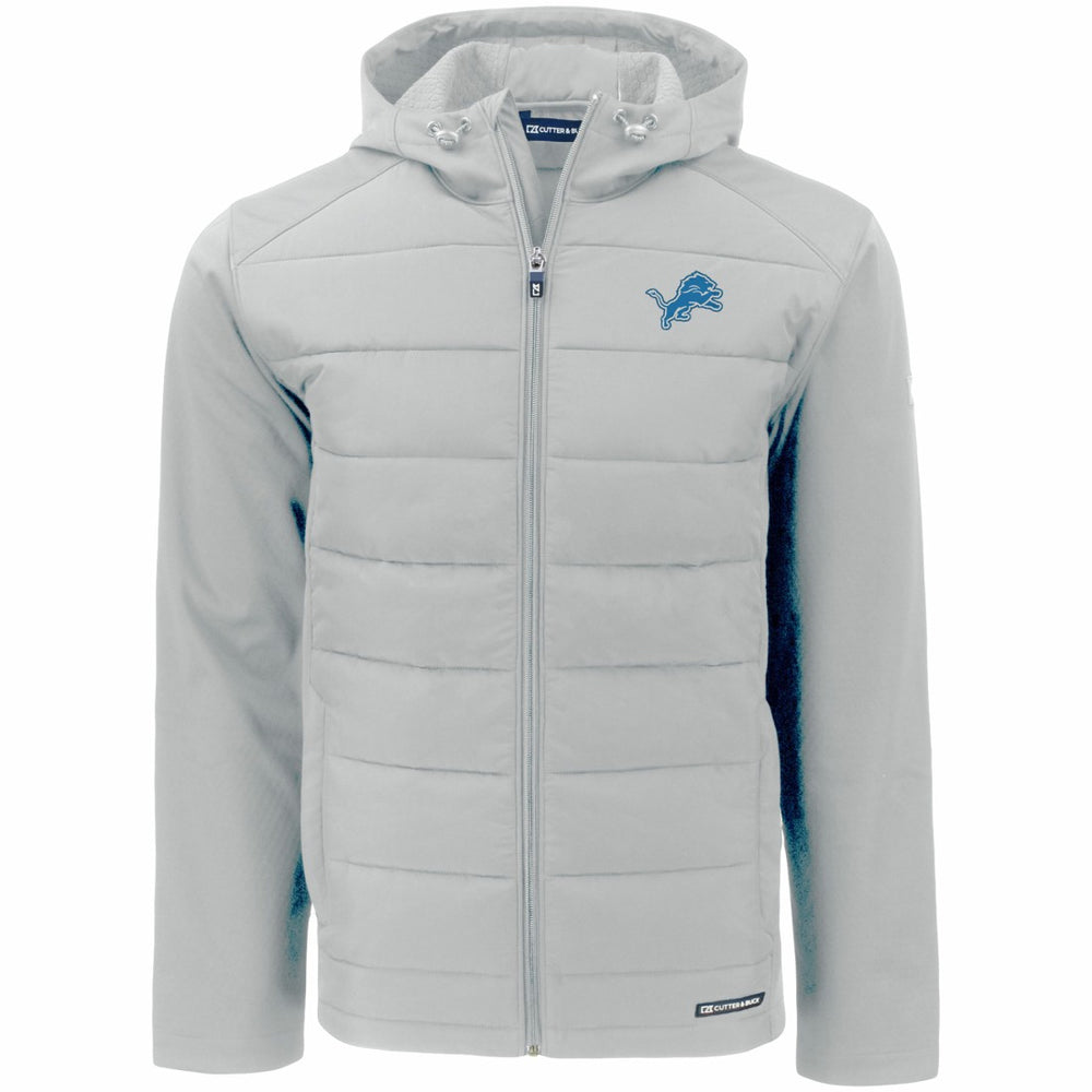 Detroit Lions Cutter & Buck Evoke PrimaLoft Hybrid Eco Softshell Recycled Full-Zip Hooded Jacket - Gray Jackets
