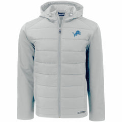 Detroit Lions Cutter & Buck Evoke PrimaLoft Hybrid Eco Softshell Recycled Full-Zip Hooded Jacket - Gray Jackets