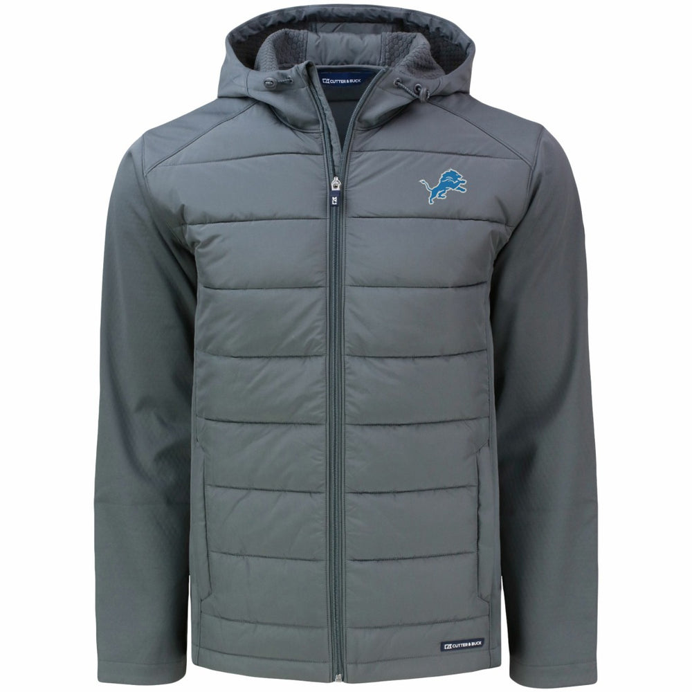 Detroit Lions Cutter & Buck Evoke PrimaLoft Hybrid Eco Softshell Recycled Full-Zip Hooded Jacket - Gray Jackets