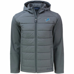 Detroit Lions Cutter & Buck Evoke PrimaLoft Hybrid Eco Softshell Recycled Full-Zip Hooded Jacket - Gray Jackets