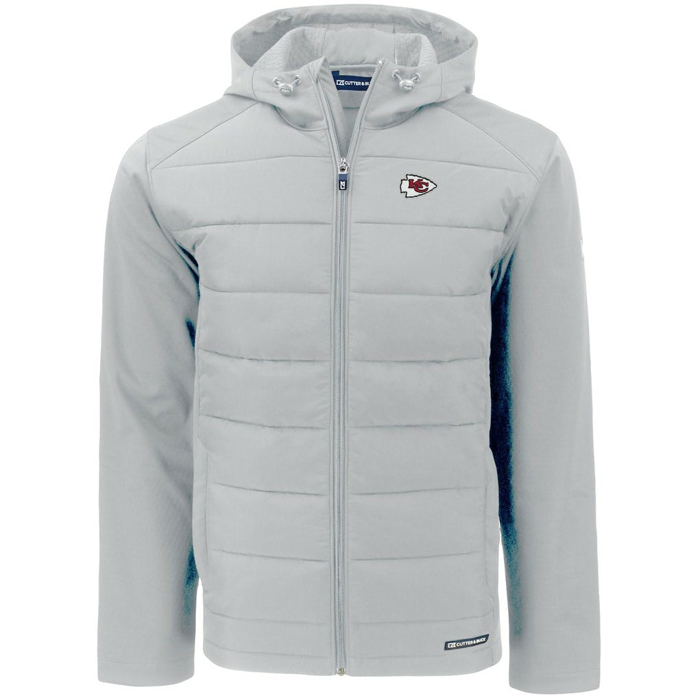 Kansas City Chiefs Cutter & Buck Evoke PrimaLoft Hybrid Eco Softshell Recycled Full-Zip Hooded Jacket - Gray Jackets