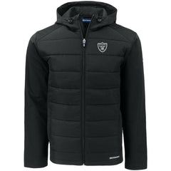 Las Vegas Raiders Cutter & Buck Evoke PrimaLoft Hybrid Eco Softshell Recycled Full-Zip Hooded Jacket - Black Jackets