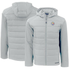 Pittsburgh Steelers Cutter & Buck Evoke PrimaLoft Hybrid Eco Softshell Recycled Full-Zip Hooded Jacket - Gray Jackets